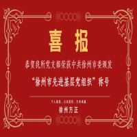 恭賀我所黨支部榮獲“徐州市先進(jìn)基層黨組織”稱號(hào)